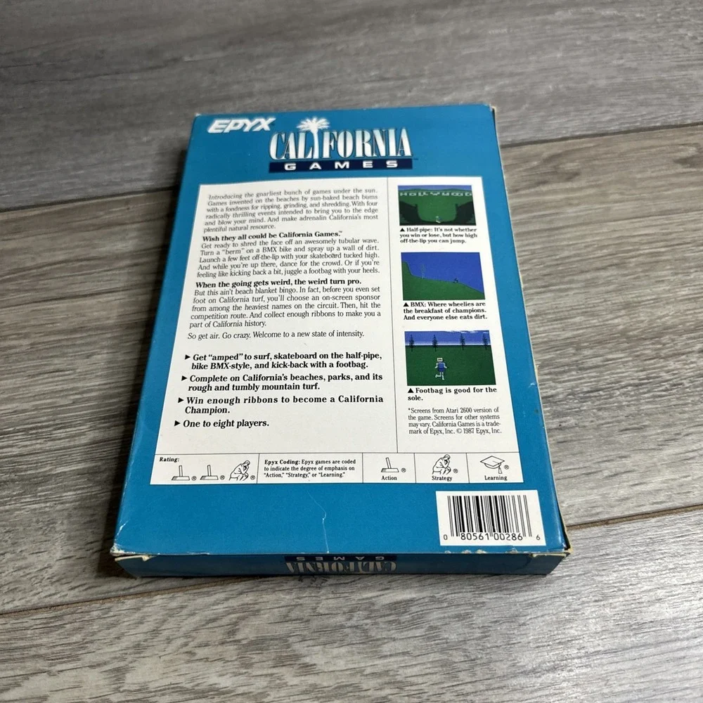 California‎ Games 1987 Atari 2600 7800 Epyx CIB Box Game Manual